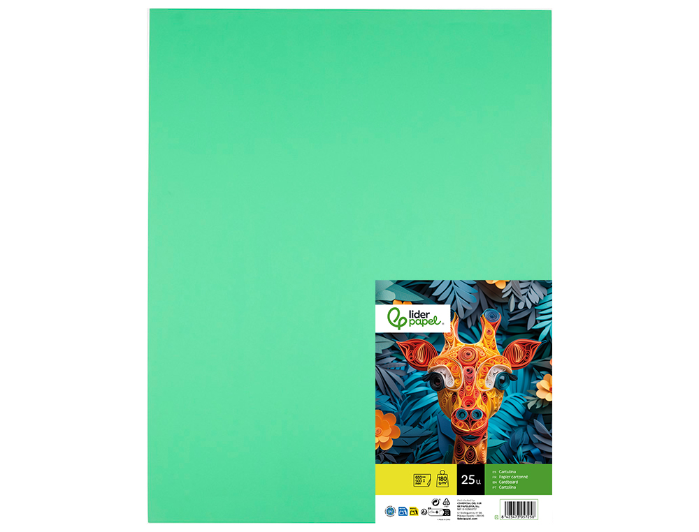 Cartolina liderpapel 50x65 cm 180 gr verde erva pack de 25 unidades ( Imagem 3 de 7 ) - Preview