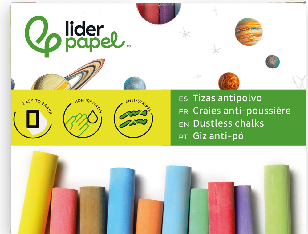 Giz corido anti pó liderpapel caixa 100 unidades cores sortidas ( Imagem 3 de 11 ) - Preview