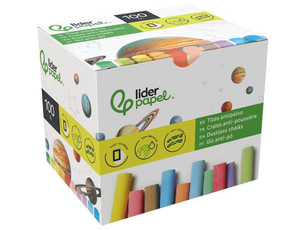 Giz corido anti pó liderpapel caixa 100 unidades cores sortidas ( Imagem 5 de 11 ) - Preview