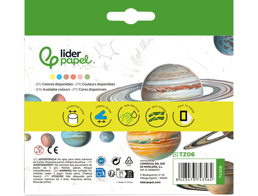Giz para chao liderpapel cores sortidas caixa 6 unidades ( Imagem 5 de 11 ) - Preview