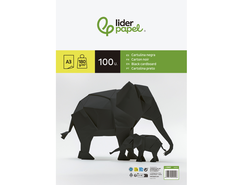 Cartolina Liderpapel. Din. A3. 100 folhas. Cor preto ( Imagem 3 de 10 ) - Preview