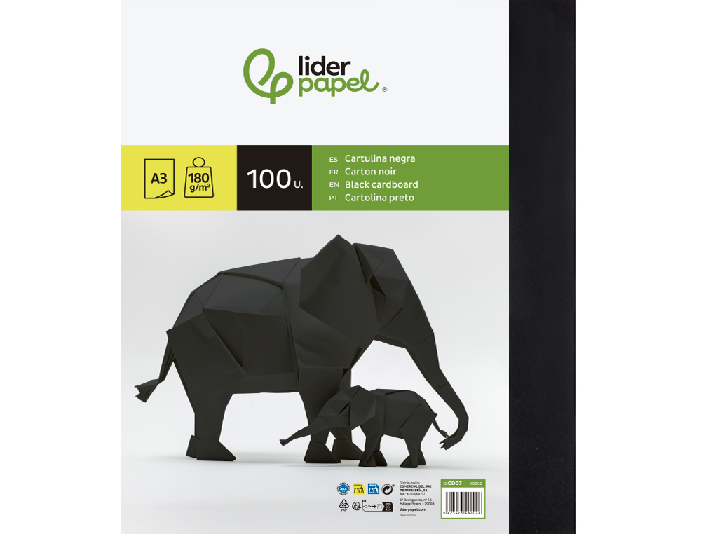 Cartolina Liderpapel. Din. A3. 100 folhas. Cor preto ( Imagem 5 de 10 ) - Preview