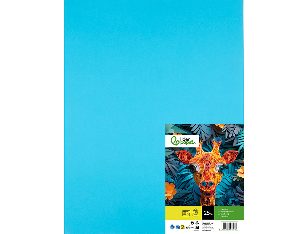 Cartolina liderpapel 50x65 cm 240 gr celeste pack de 25 unidades ( Imagem 3 de 7 ) - Preview