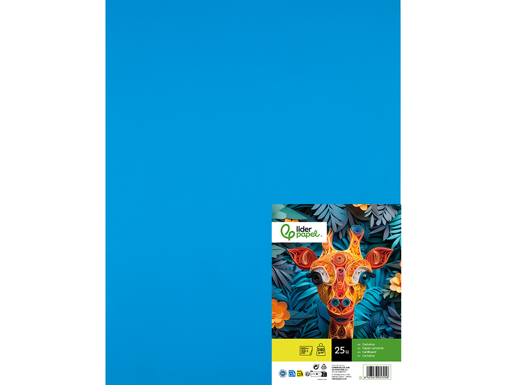 Cartolina liderpapel 50x65 cm 240 gr azul turquesa pack de 25 unidades ( Imagem 3 de 7 ) - Preview