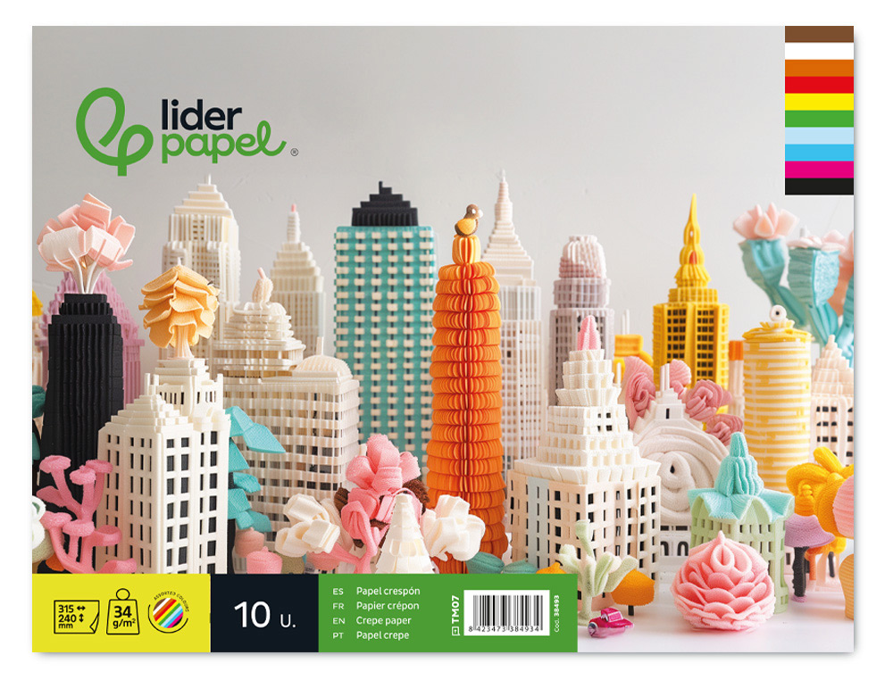 Bloco trabalhos manuais liderpapel folio papel crepe 10 folhas sortidas ( Imagem 4 de 10 ) - Preview