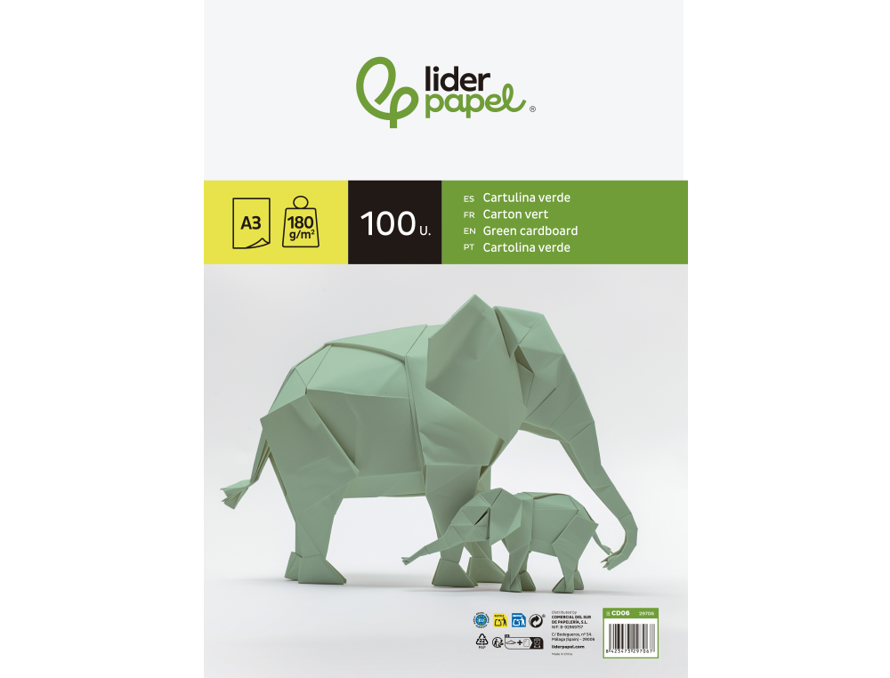 Cartolina liderpapel 180 gr 100 folhas din a3 verde ( Imagem 3 de 10 ) - Preview