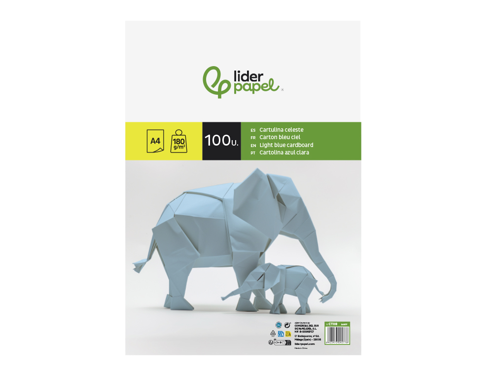 Cartolina liderpapel 180 gr 100 folhas din a4 celeste ( Imagem 5 de 20 ) - Preview