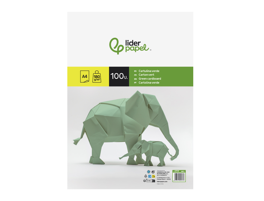 Cartolina liderpapel 180 gr 100 folhas din a4 verde ( Imagem 5 de 20 ) - Preview