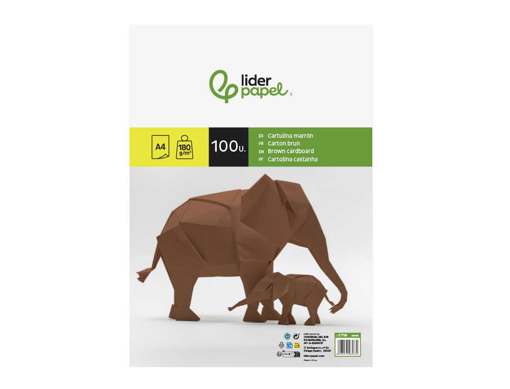 Cartolina liderpapel 180 gr 100 folhas din a4 castanho ( Imagem 5 de 20 ) - Preview