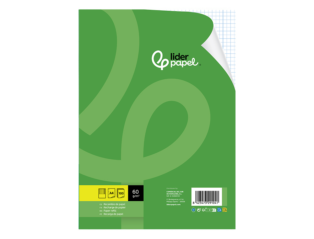 Recarga liderpapel folio 100 f 4tf-06 quadriculado 3 mm 4 furos com margem ( Imagem 5 de 19 ) - Preview