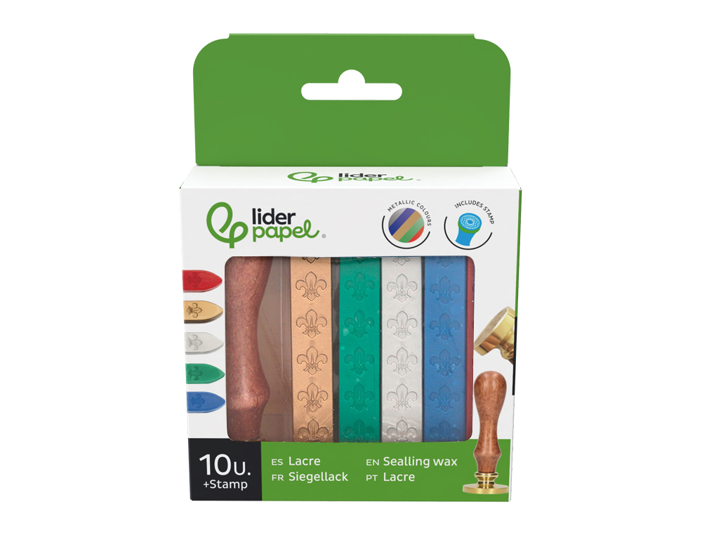 Lacre liderpapel com carimbo de carta conjunto de 10 barras cores sortidas ( Imagem 4 de 17 ) - Preview