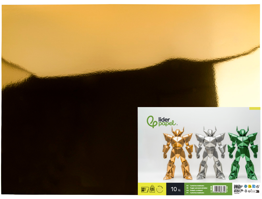 Cartolina metalizada liderpapel 50x65 cm 235 gr ouro (10 unidades) ( Imagem 3 de 9 ) - Preview