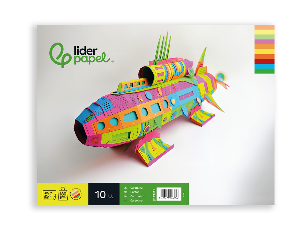 Bloco trabalhos manuais liderpapel cartolina 240x315mm 10 folhas 5 cores neon + 5 cores intensas ( Imagem 4 de 15 ) - Preview