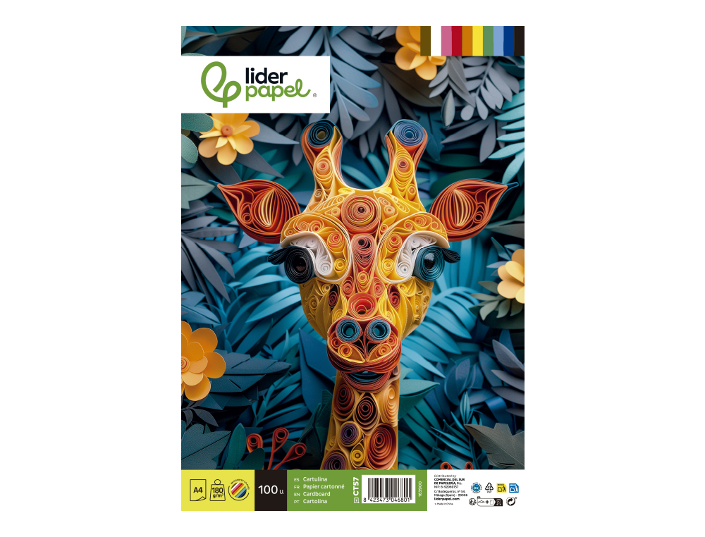 Cartolina liderpapel a4 180g/m2 25 cores sortidas pack de 100 folhas ( Imagem 3 de 15 ) - Preview