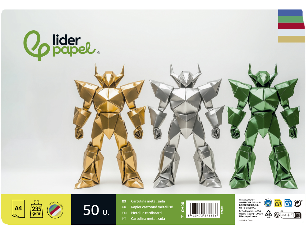 Cartolina metalizada liderpapel din a4. pack 50 folhas sortidas ( Imagem 3 de 13 ) - Preview