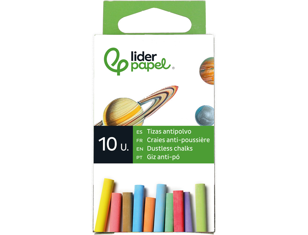 Giz Colorido Anti Pó Liderpapel - Caixa 10 Unidades, Cores Sortidas ( Imagem 3 de 11 ) - Preview
