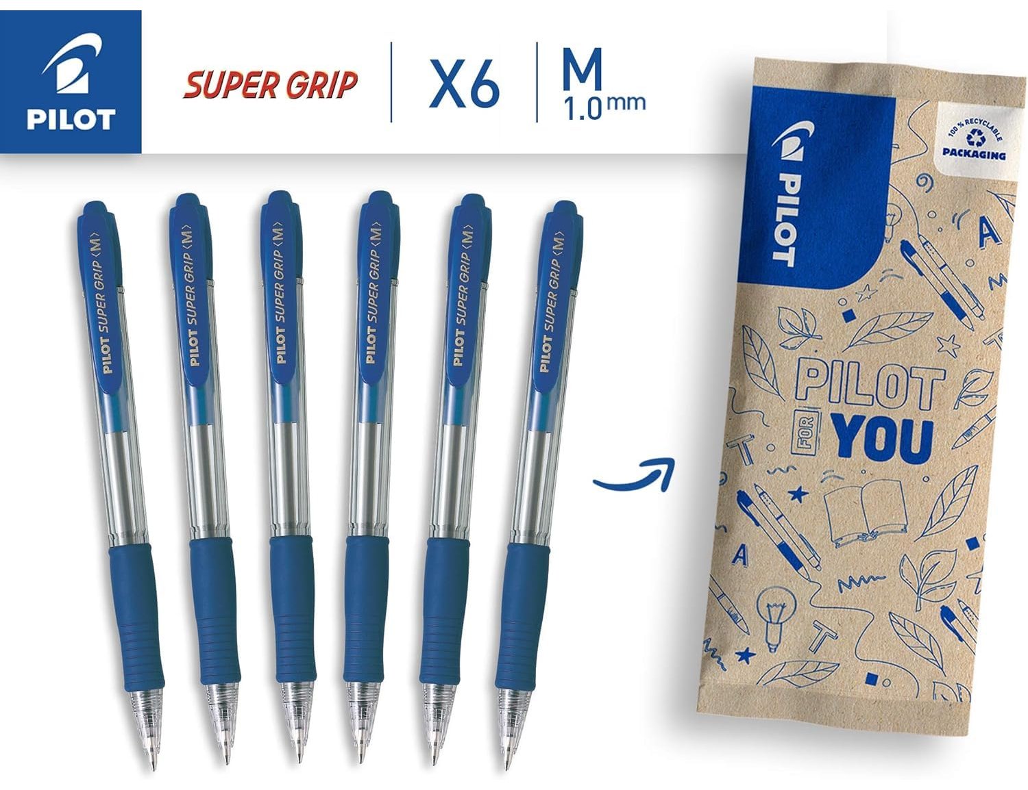 Esferográfica Pilot Super Grip Preto - Retrátil -Com Grip- Tinta Base de Óleo ( Imagem 4 de 6 ) - Preview