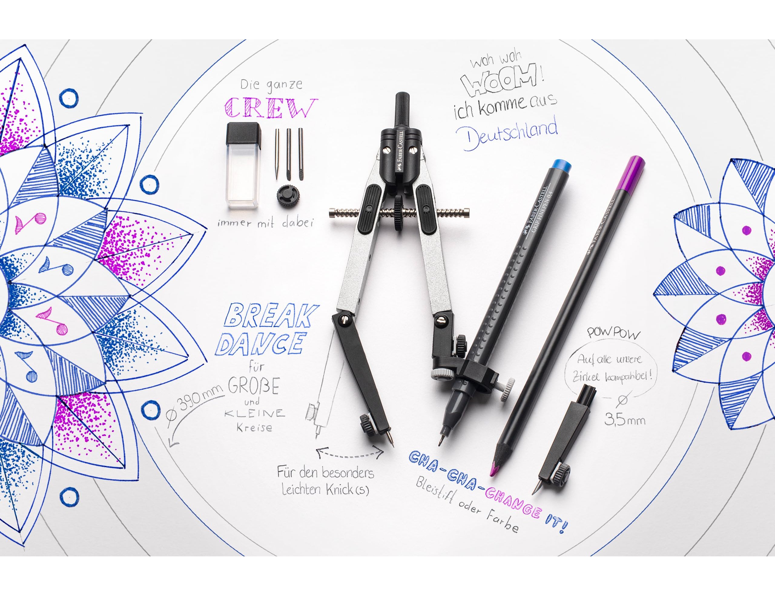 Faber Castell School Compass with Quick Adjustment and Universal Adapter ( Imagem 5 de 11 ) - Preview