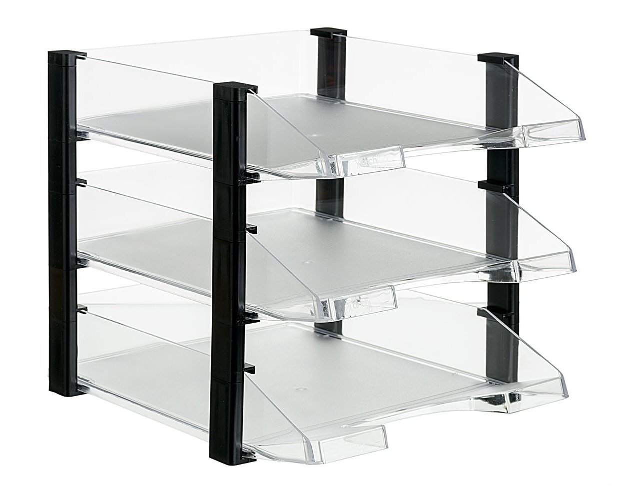 Tabuleiro de secretaria archivo 2000 plastico transparente com elevadores preto conjunto de 3 tabuleiros 280x285x350 mm ( Imagem 3 de 3 ) - Preview