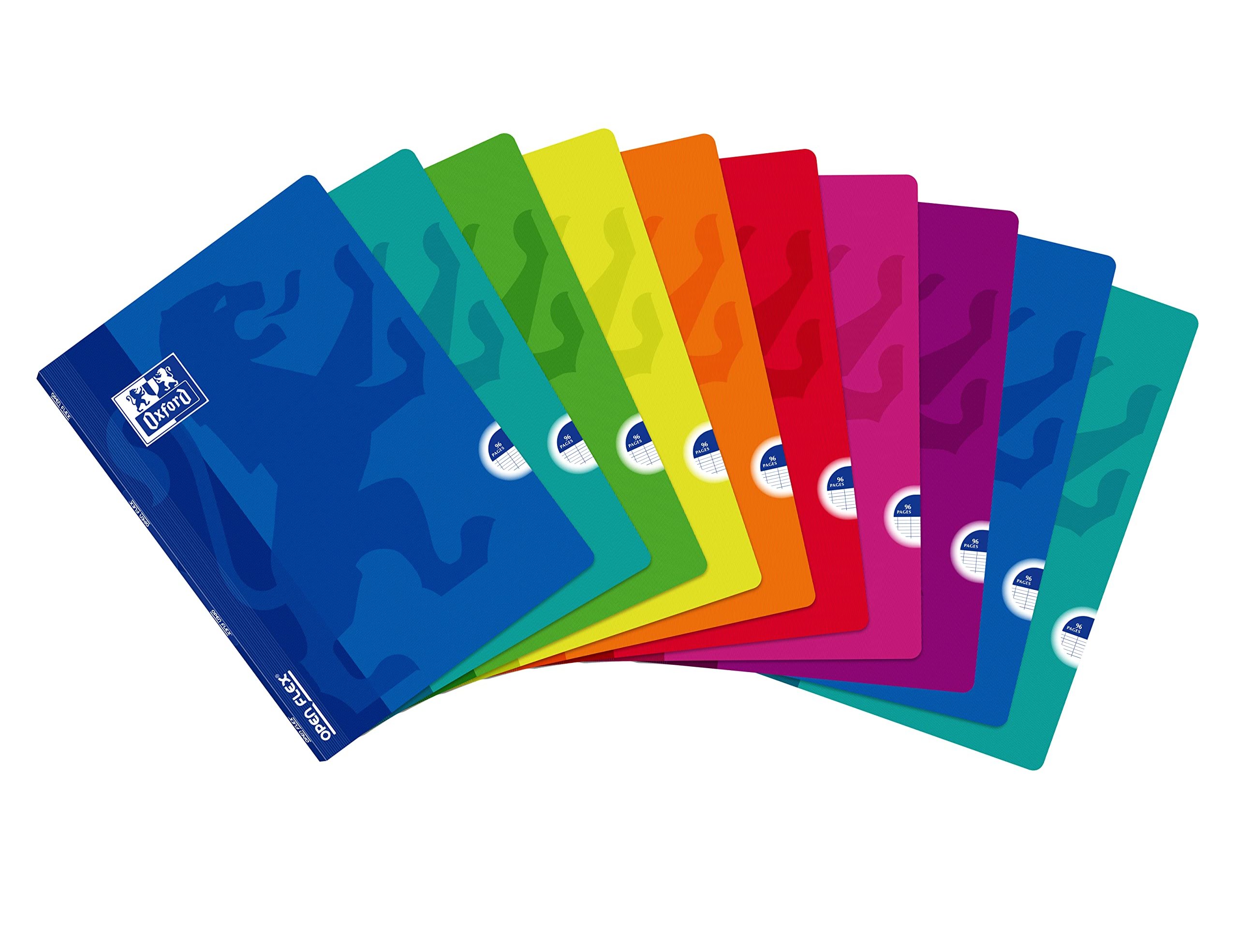 Caderno escolar agrafado oxford capa flexivel optik paper openflex 48 folhas 90 gr din a4 quadricula 4 mm cores sortidas (10 unidades) ( Imagem 4 de 12 ) - Preview