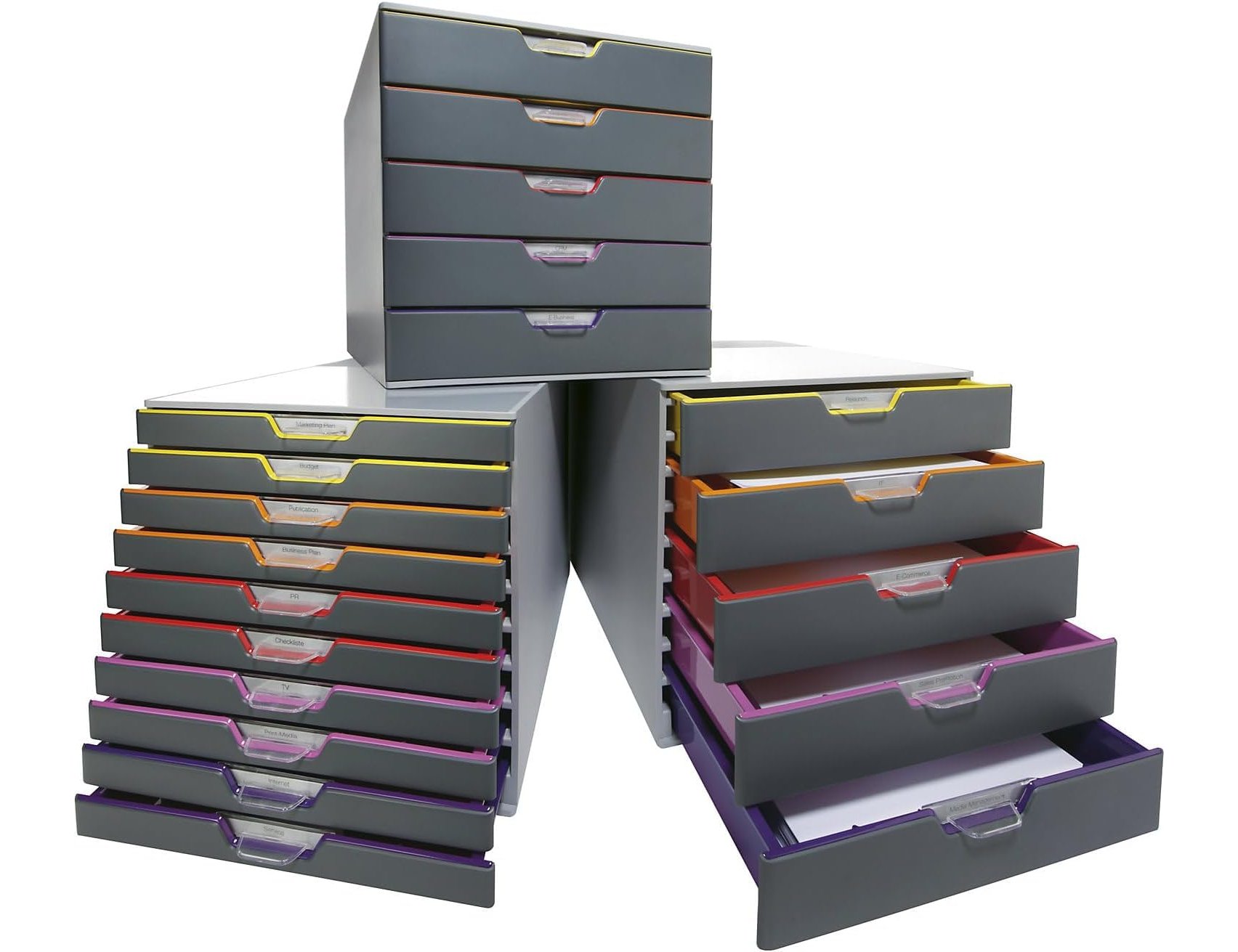 Bloco classificador de secretaria durable varicor empilhaveis 10 gavetas plastico 292x280x356 mm ( Imagem 5 de 10 ) - Preview