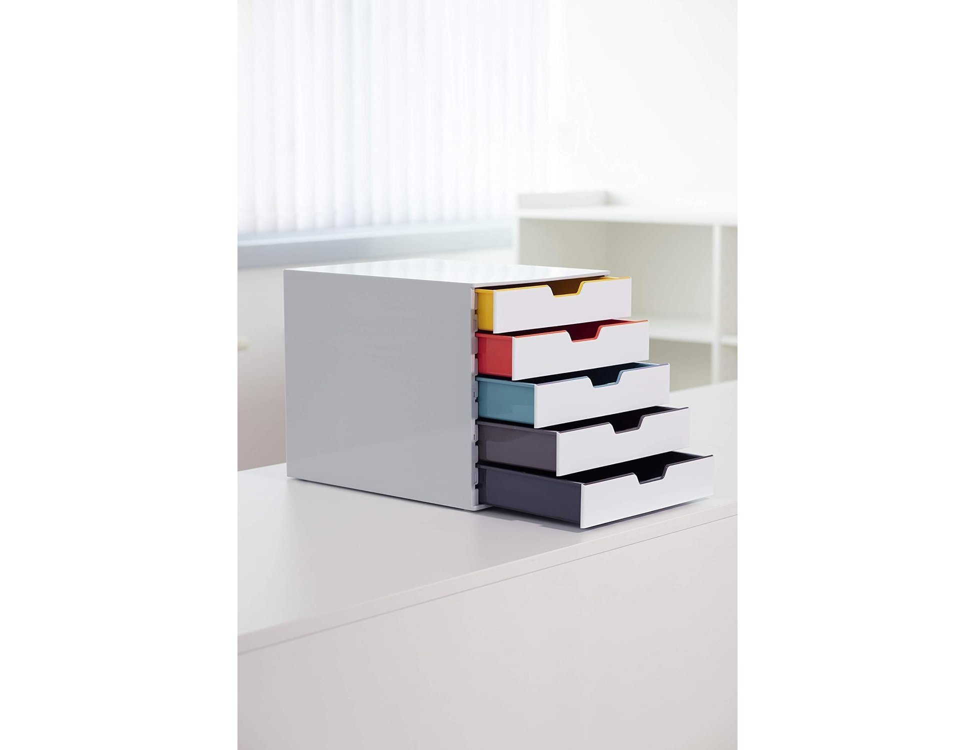 Bloco classificador de secretaria durable varicor empilhaveis 5 gavetas plastico 292x280x356 mm ( Imagem 4 de 4 ) - Preview