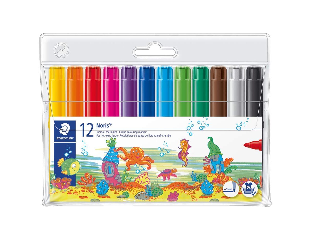 Marcador Staedtler Jumbo Traço 3mm - Estojo de 12 Cores Sortidas ( Imagem 4 de 11 ) - Preview