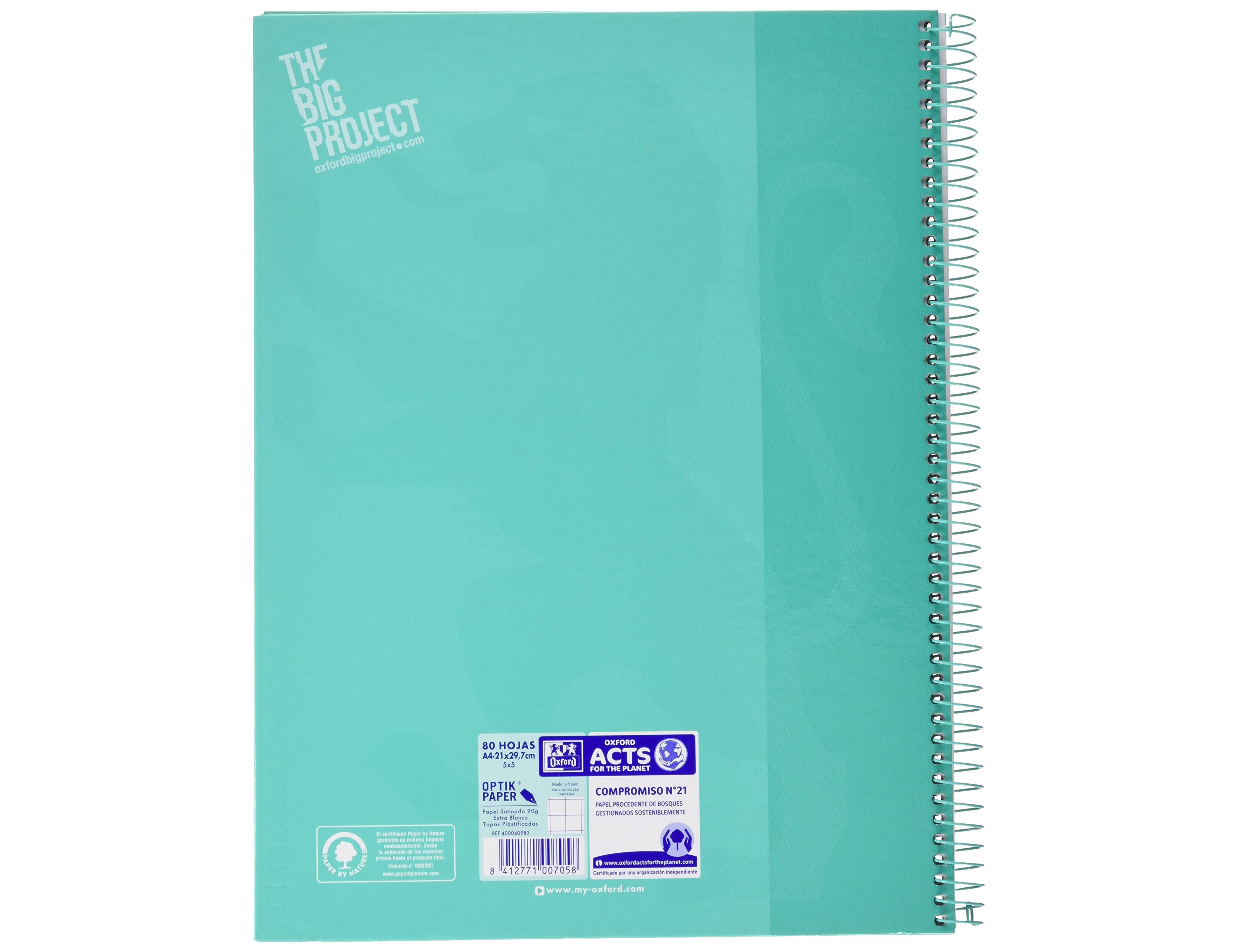 Caderno espiral oxford capa extradura microperfurado din a4 80 f quadricula 5 mm cor menta gelo ( Imagem 5 de 11 ) - Preview