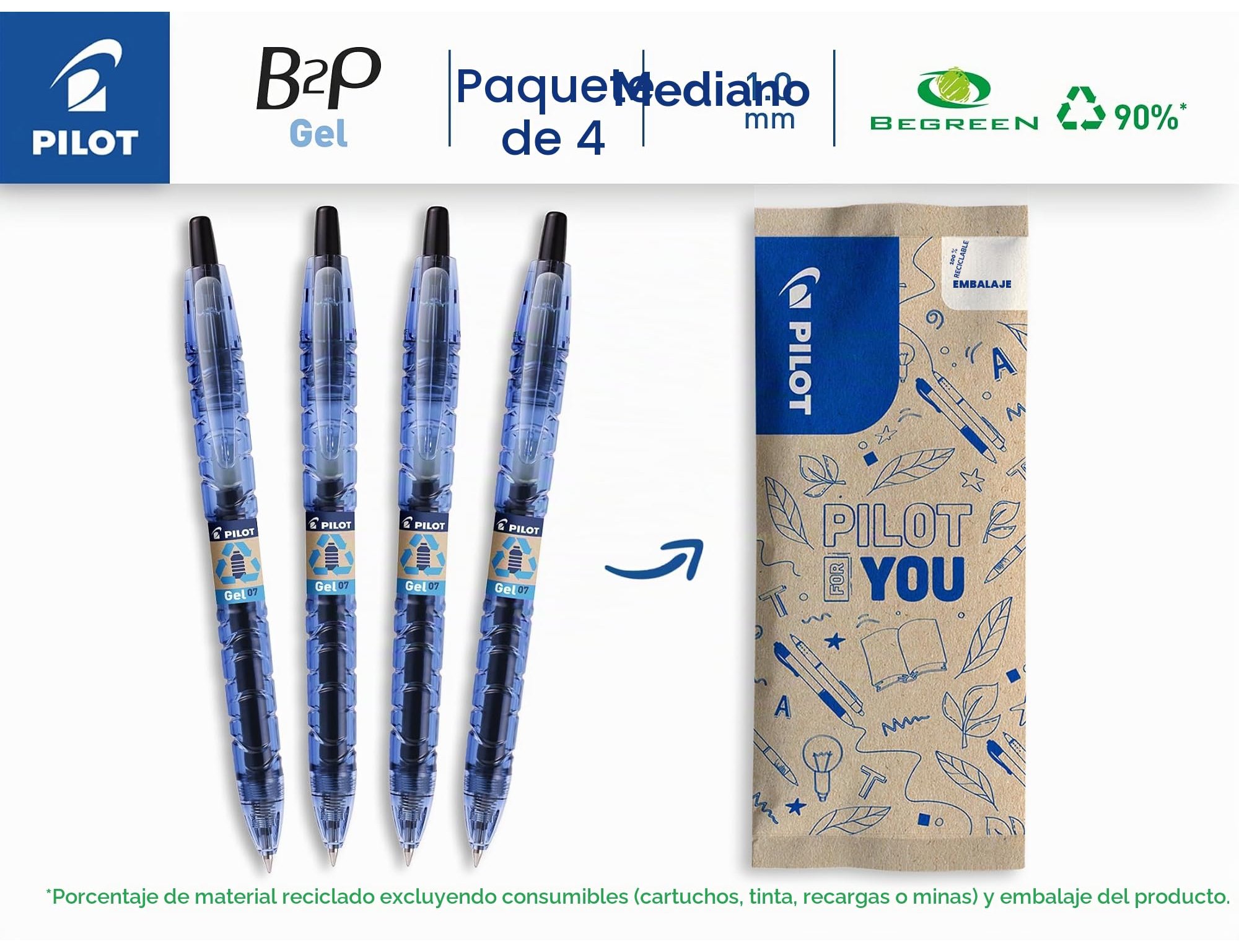 Esferografica pilot gel b2p preto (10 unidades) ( Imagem 4 de 4 ) - Preview