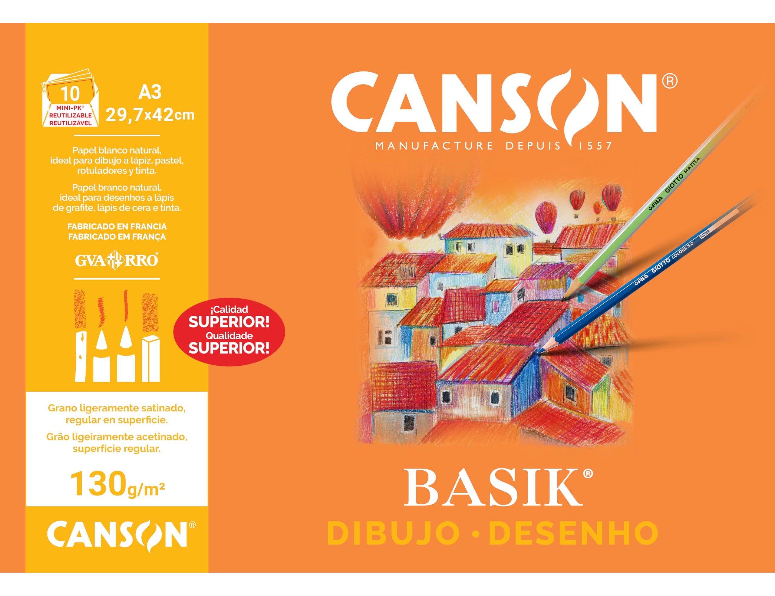Papel de desenho basik 130gr din a3 em minipacks de 10 folhas ( Imagem 3 de 5 ) - Preview
