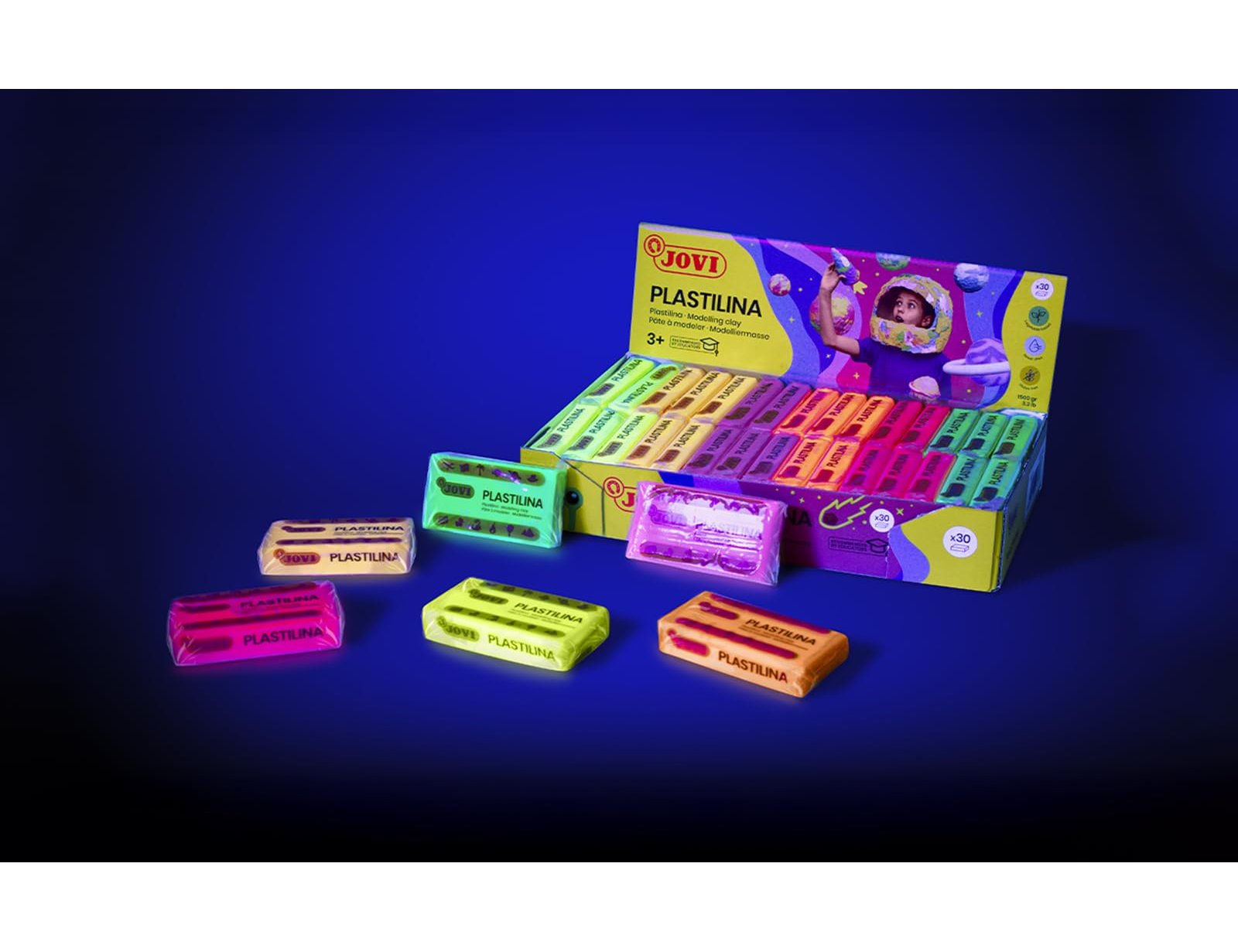 Plasticina jovi 70 50 gr caixa 30 cores fluorescentes sortidas ( Imagem 4 de 9 ) - Preview