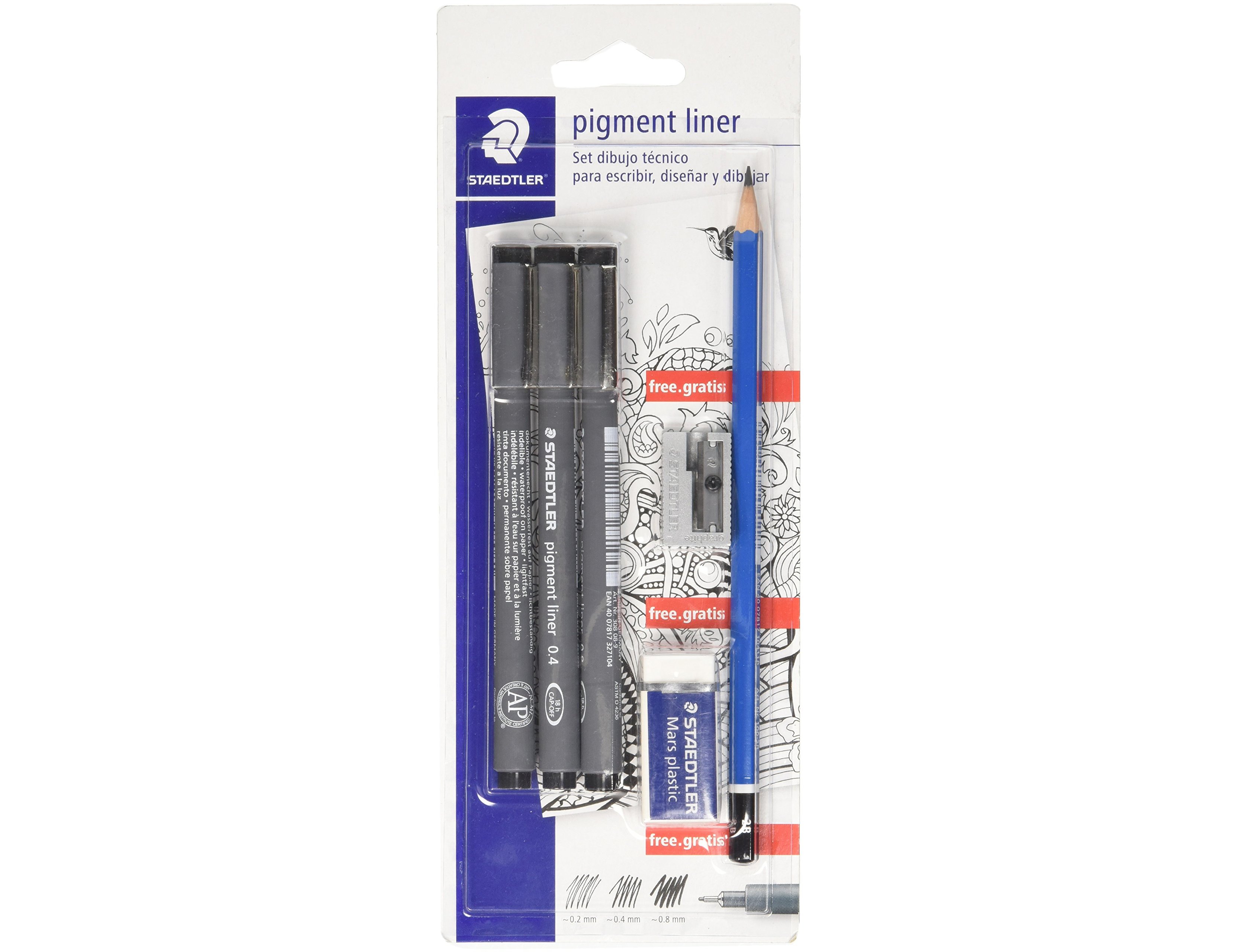 Rotulador staedtler calibrado micrometrico 308 negro blister de 3 und + goma lapiz y sacapuntas de regalo ( Imagem 4 de 5 ) - Preview