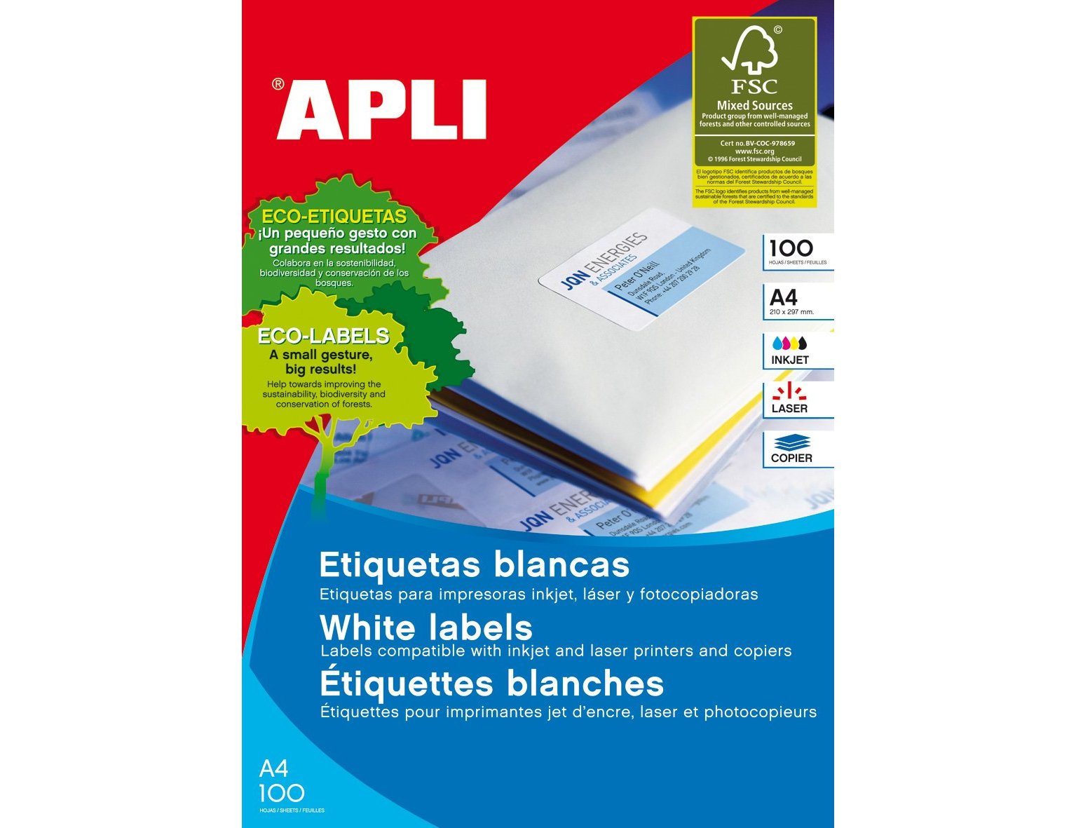 Etiquetas adesivas apli din a4 70x42,4 mm ( Imagem 3 de 4 ) - Preview