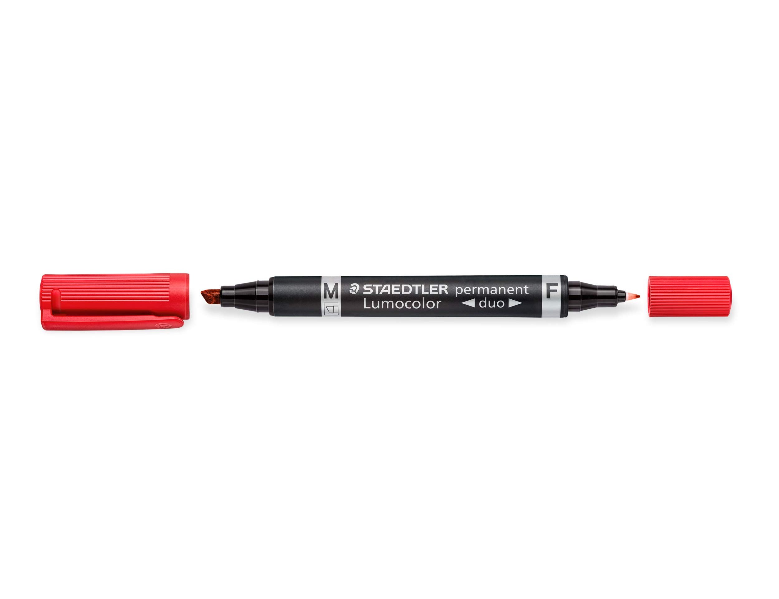 Marcador staedtler lumocor permanente duo 348 vermelho ponta f 0,6 mm ponta m 1,5 mm ( Imagem 3 de 4 ) - Preview