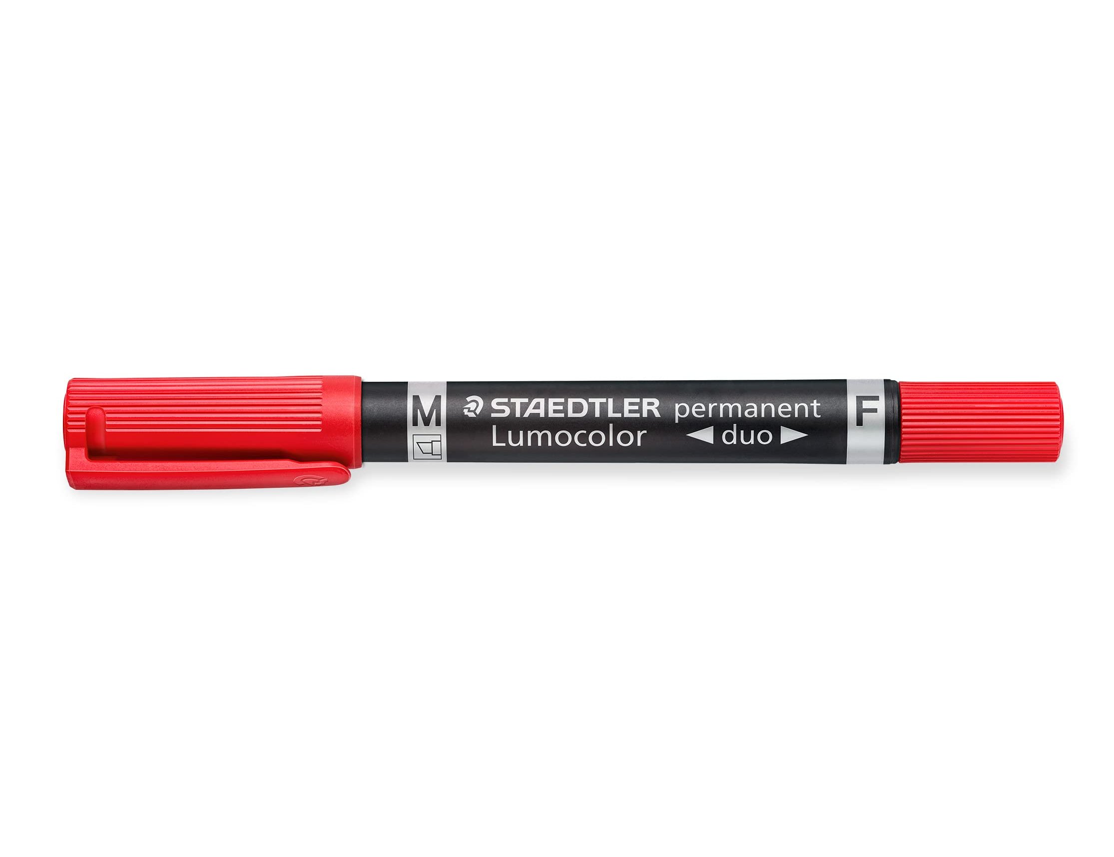 Marcador staedtler lumocor permanente duo 348 vermelho ponta f 0,6 mm ponta m 1,5 mm ( Imagem 4 de 4 ) - Preview