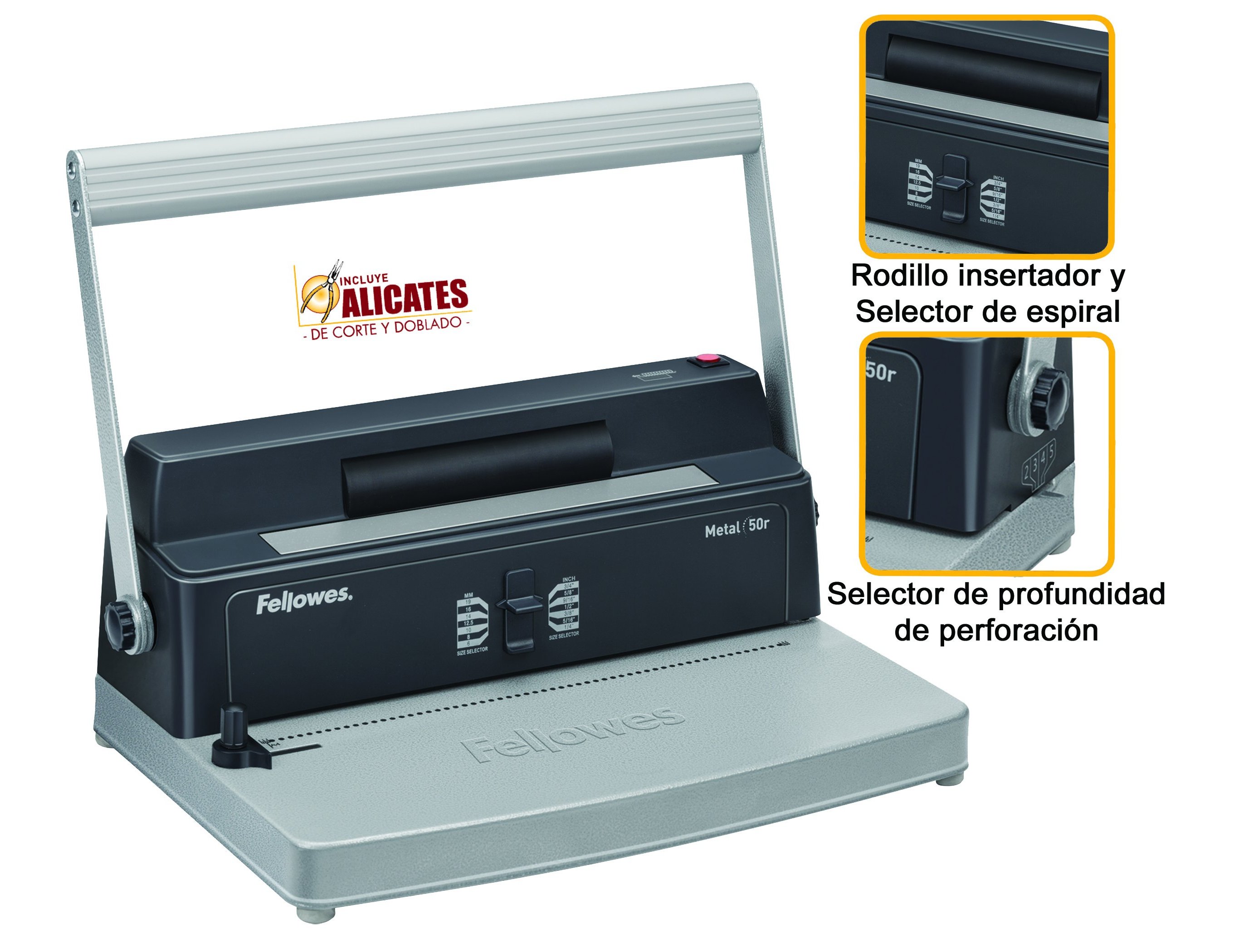 Encadernadora fellowes para espiral metalica perfura 12 folhas formato din a4 encaderna ate 450 folhas inclui alicates d ( Imagem 5 de 6 ) - Preview