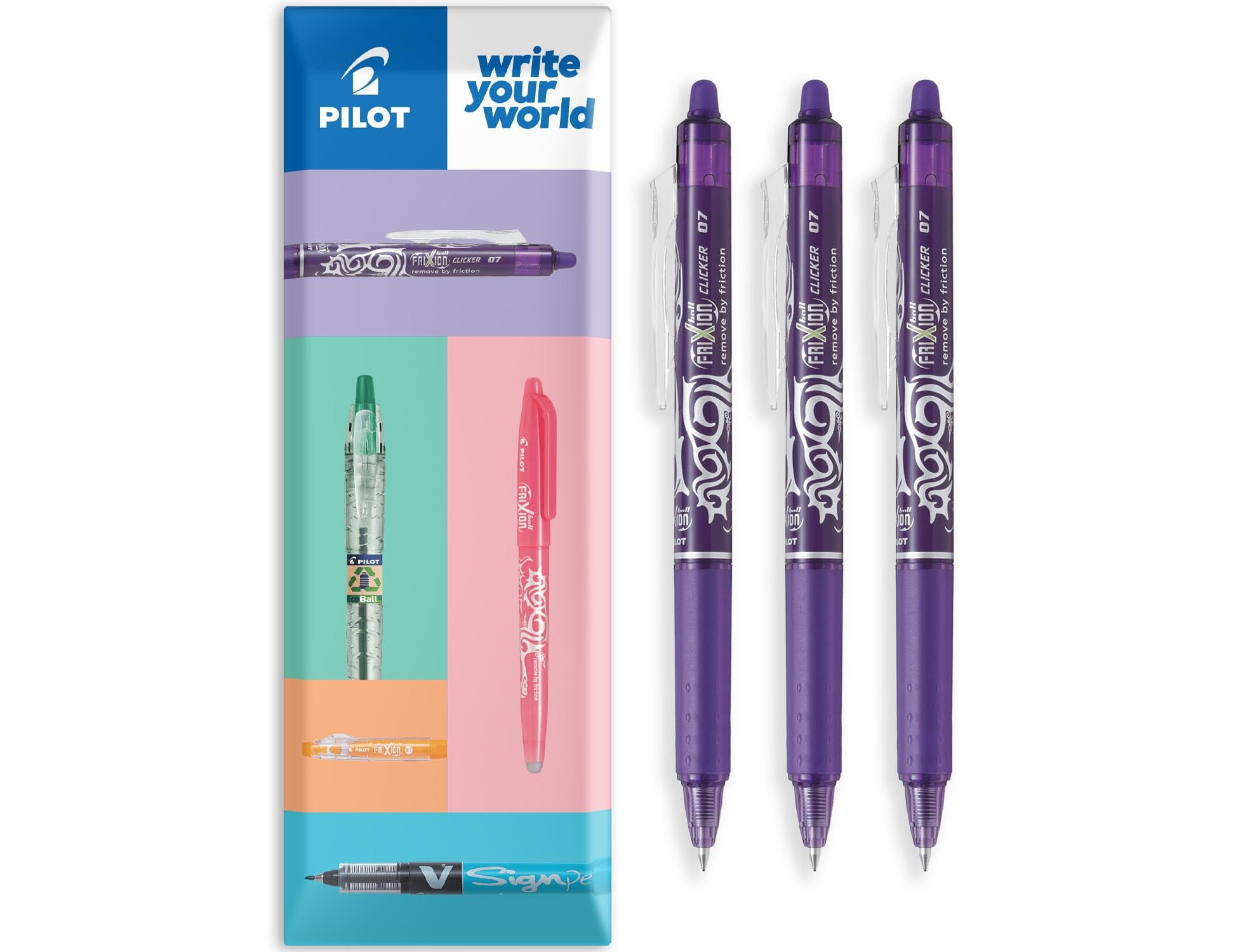 Esferografica pilot frixion clicker apagavel 0,7 mm cor violeta em blister (12 unidades) ( Imagem 3 de 4 ) - Preview