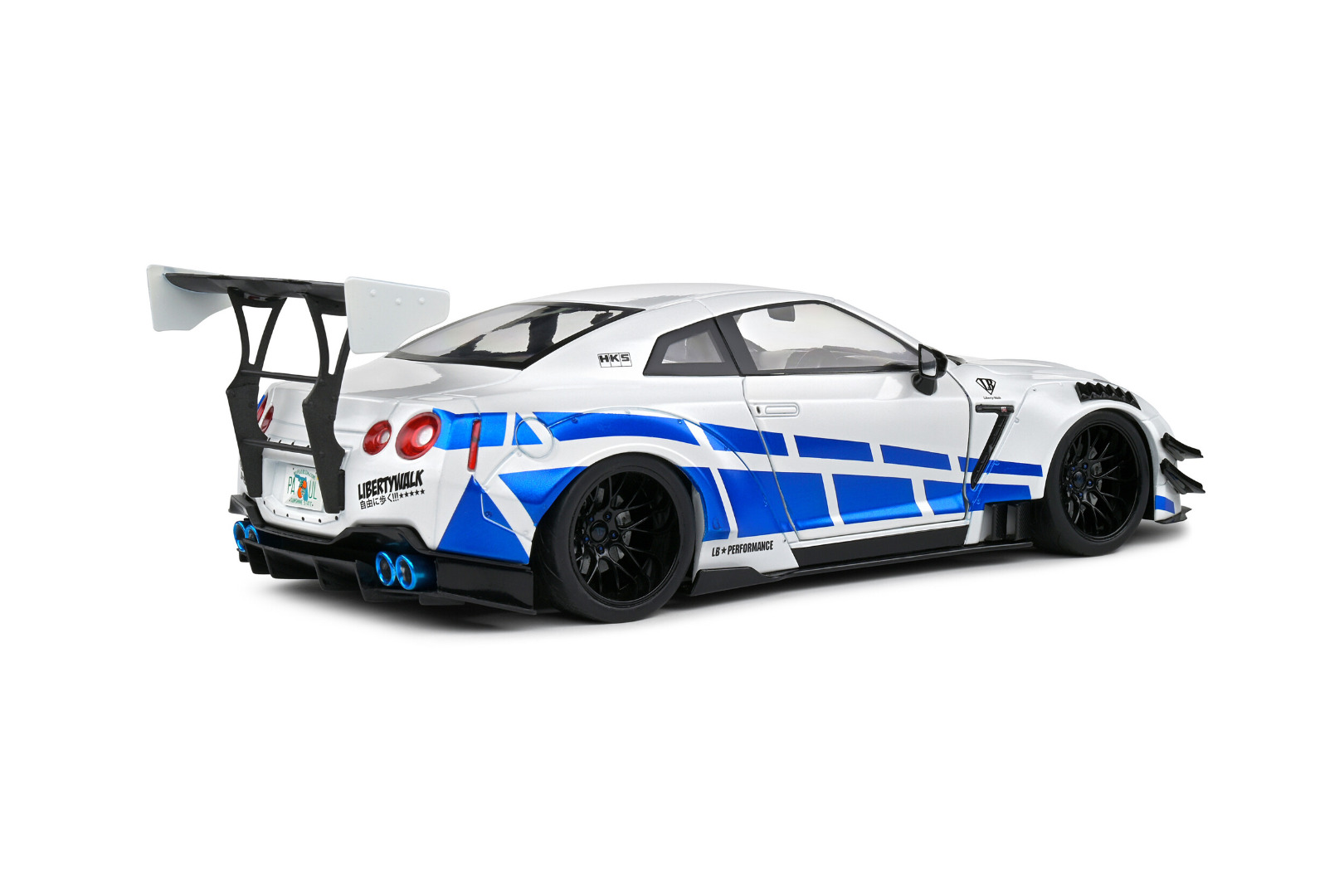 Solido Nissan GT-R (R35) LBWK Body Kit Type 2.0 White & Blue Stripes 1/18 ( Imagem 2 de 4 ) - Preview