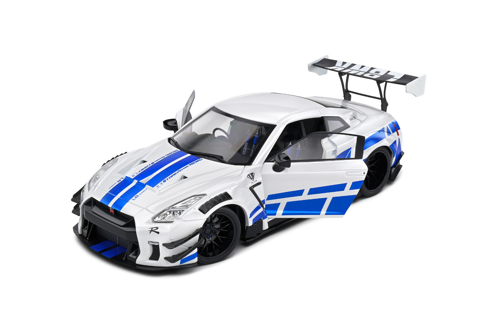 Solido Nissan GT-R (R35) LBWK Body Kit Type 2.0 White & Blue Stripes 1/18 ( Imagem 4 de 4 ) - Preview