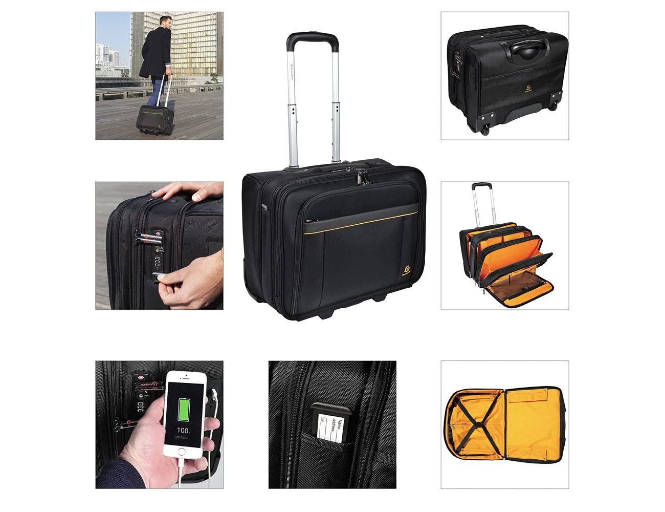 Mala para portatil exacompta exactive ate 15.6/' com rodas e asa telescopica preta 450x255x395 mm ( Imagem 4 de 11 ) - Preview