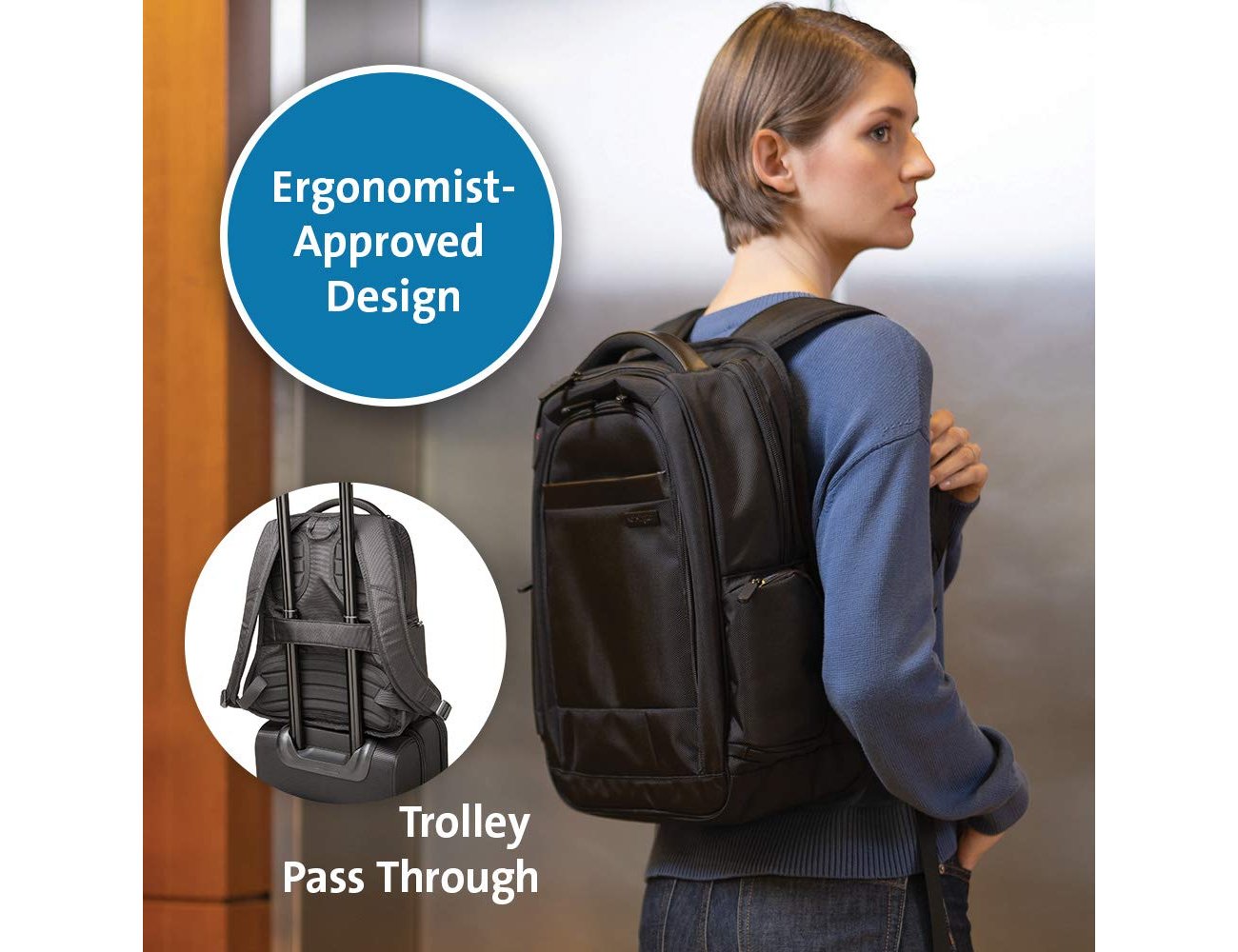 Mochila para portatil kensington executive 2.0 business 14/' preto 450x385x120 mm ( Imagem 5 de 8 ) - Preview