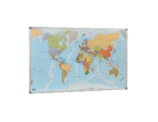 Mapa parede faibo planisfero politico magnetico moldura de aluminio com cantos de protecao 84x140 cm ( Imagem 3 de 3 ) - Preview