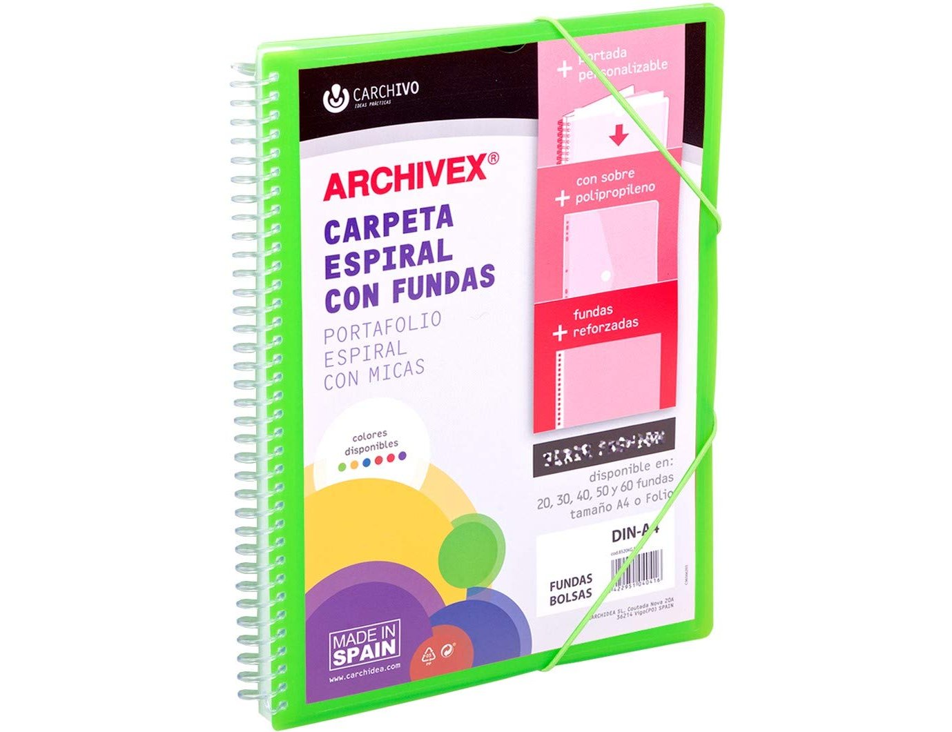 Pasta carchivo archivex star escaparate com espiral 40 bolsas din a4 verde ( Imagem 3 de 5 ) - Preview
