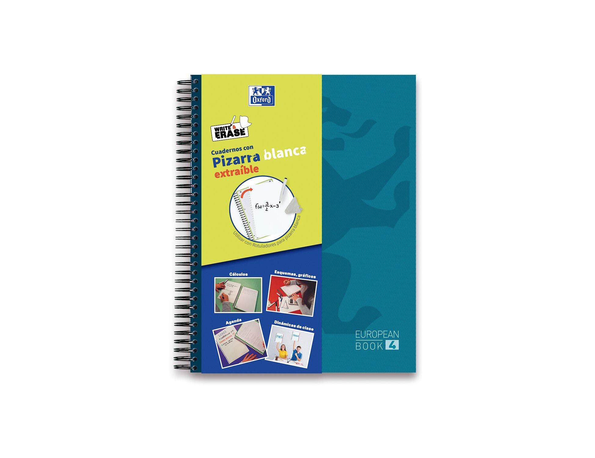 Caderno espiral oxford europeanbook 5 write&erase school classic din a4+ 120 folhas quadricula 5 mm com margem (5 unidades) ( Imagem 5 de 7 ) - Preview