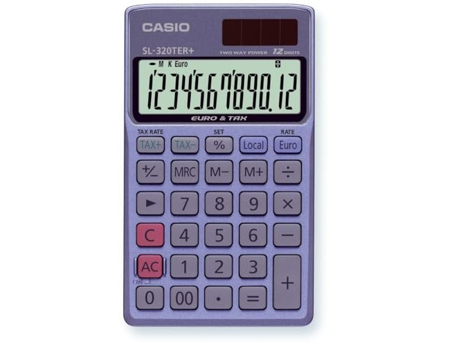Calculadora casio sl-320ter bolso 12 digitos tax +/- conversao moeda tecla duplo zero cor azul ( Imagem 3 de 5 ) - Preview