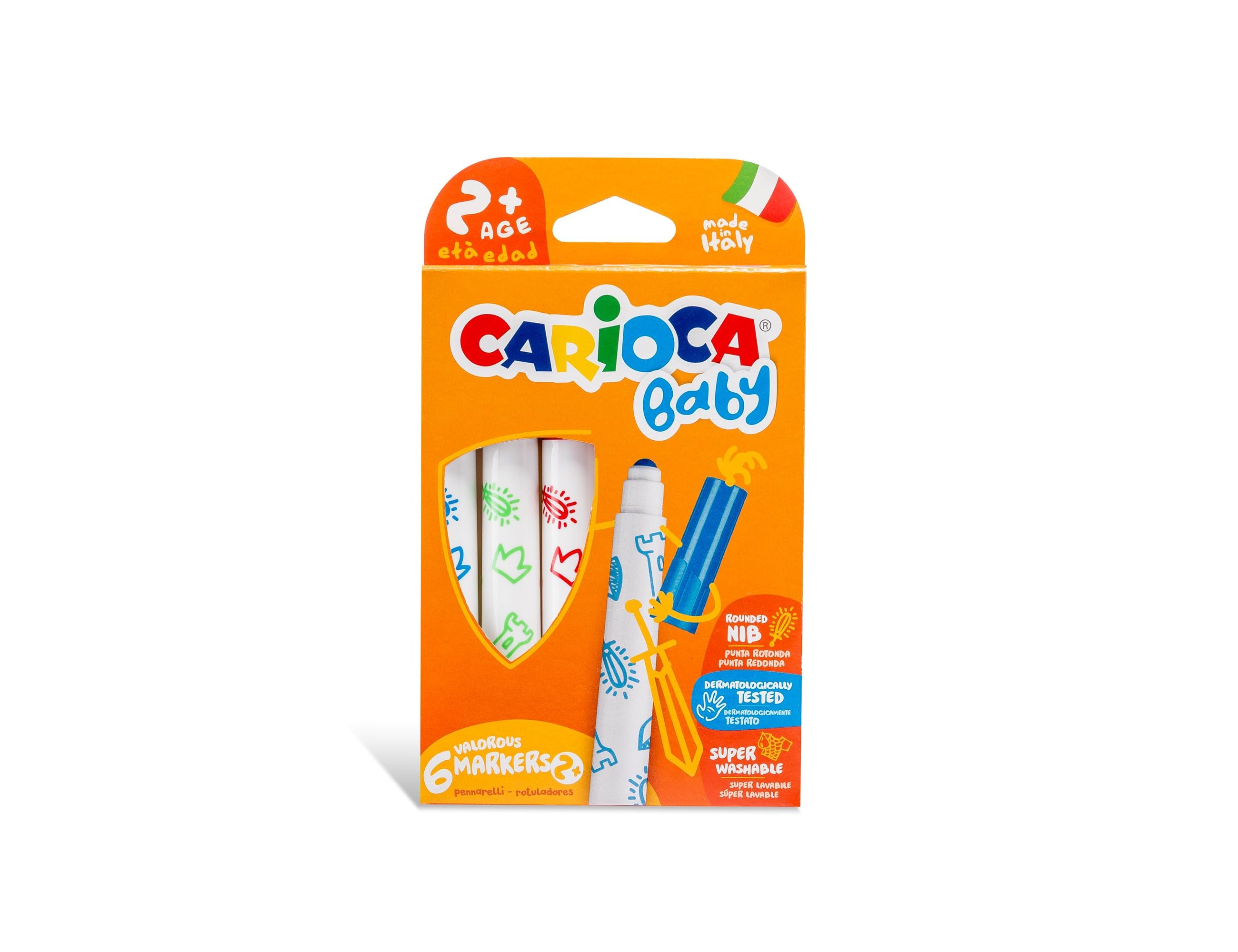 Marcador carioca baby 2 anos caixa 6 cores sortidas ( Imagem 3 de 4 ) - Preview
