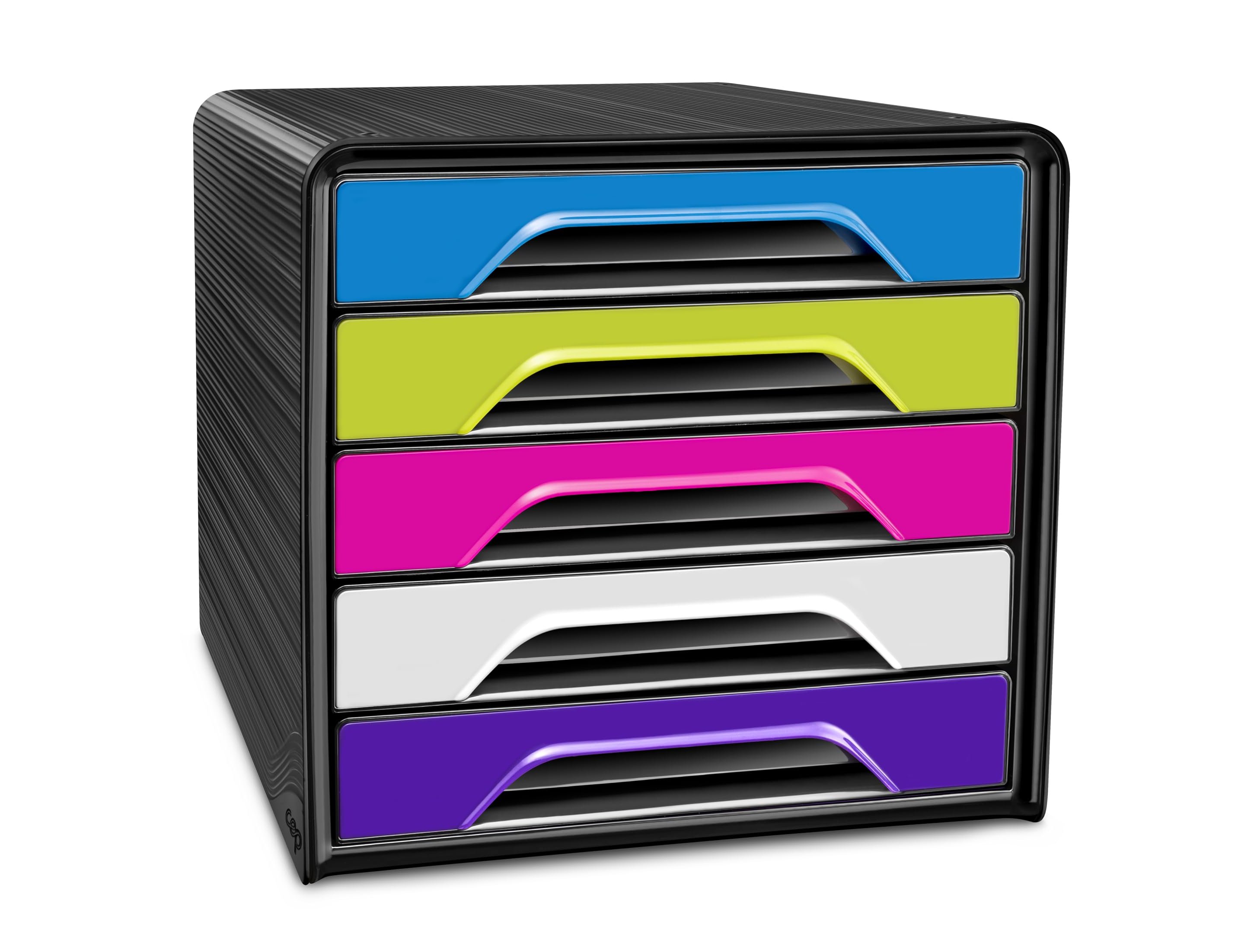Blocos classificadores de secretaria cep 5 gavetas preto/multicolor flashy 360x288x270 mm ( Imagem 3 de 8 ) - Preview