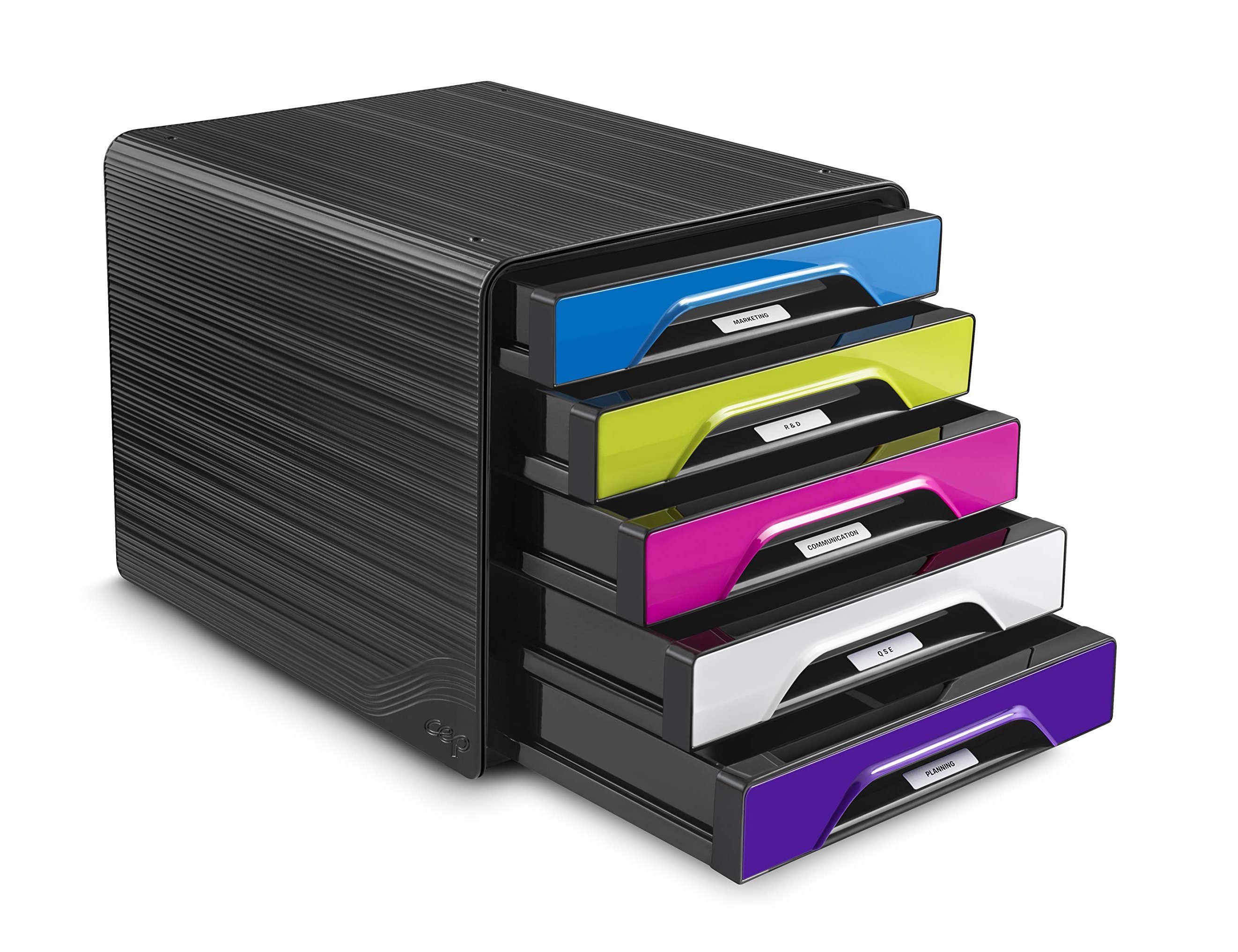 Blocos classificadores de secretaria cep 5 gavetas preto/multicolor flashy 360x288x270 mm ( Imagem 4 de 8 ) - Preview