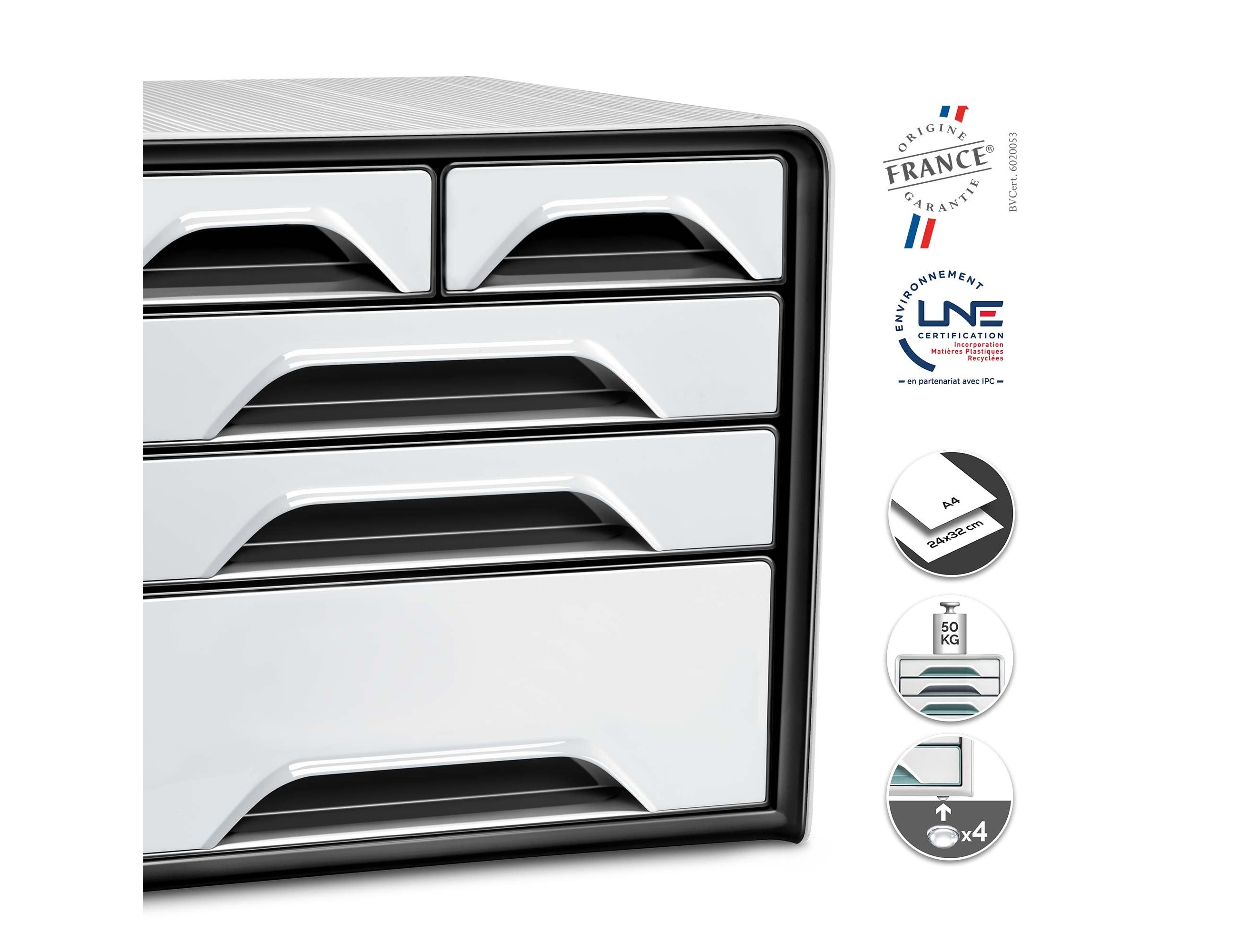 Blocos classificadores de secretaria cep 5 gavetas mistos branco/preto 360x288x270 mm ( Imagem 5 de 7 ) - Preview