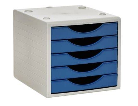 Bloco classificador de gavetas q-connect 5 gavetas cor azul opaco 270x340x260 mm ( Imagem 4 de 5 ) - Preview